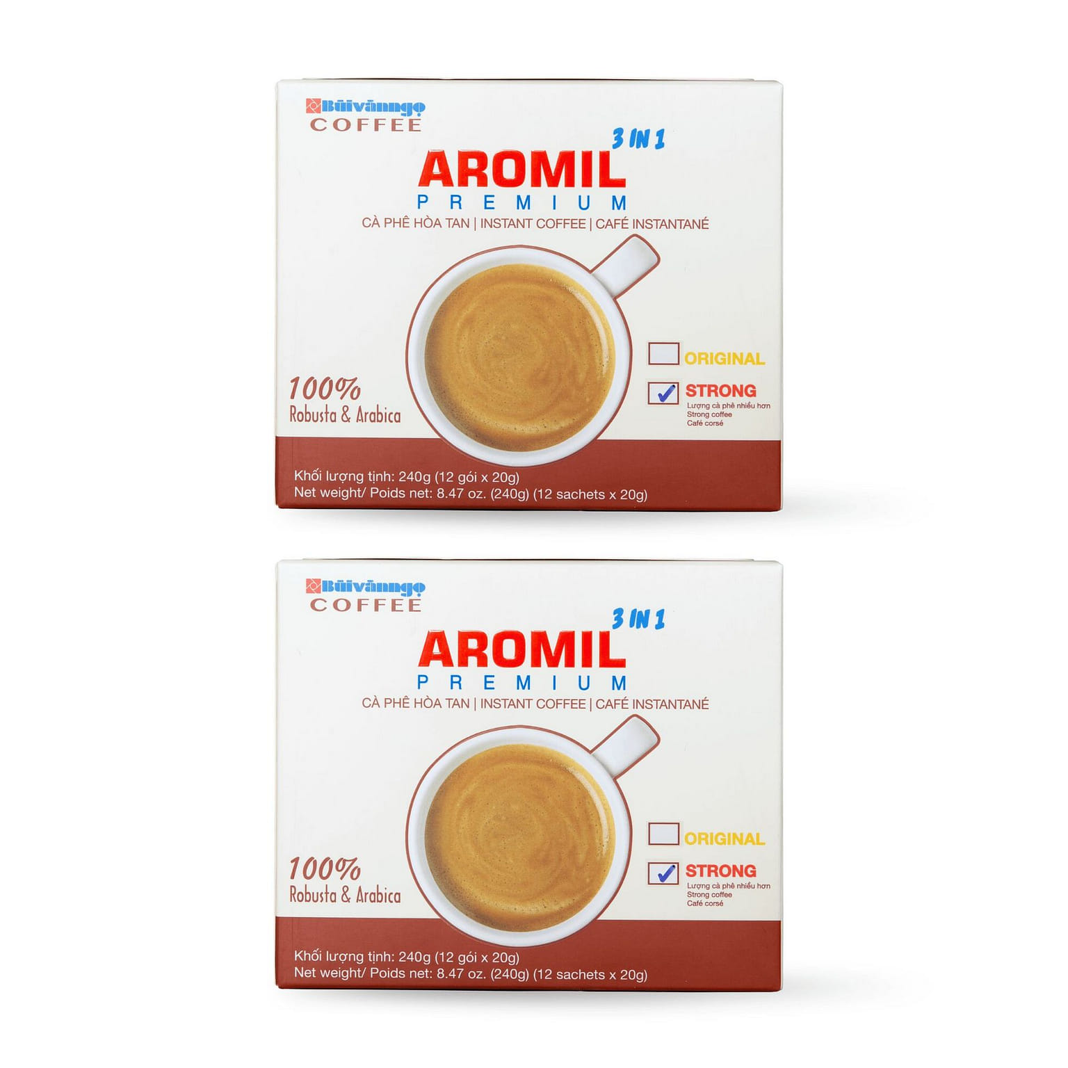 IBVN AROMIL 3IN1 INSTANT COFFEE 12 SACHETS/ BOX 0.8 온스
