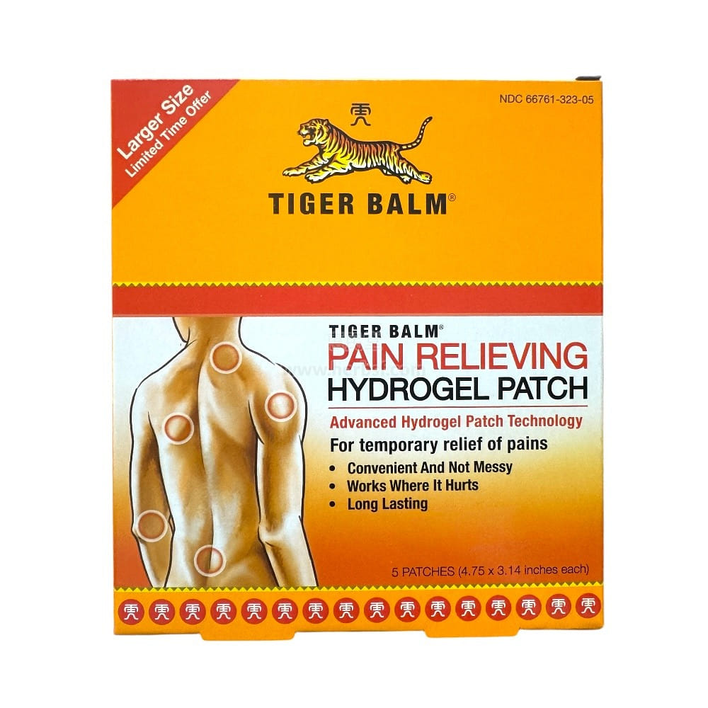 Tiger Balm Pain Relieving Patch 5 Patches (4.75 X 3.14 inches each) 1 กล่อง