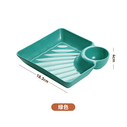 Square Dumpling Plate- Green 1 Pc 1 each