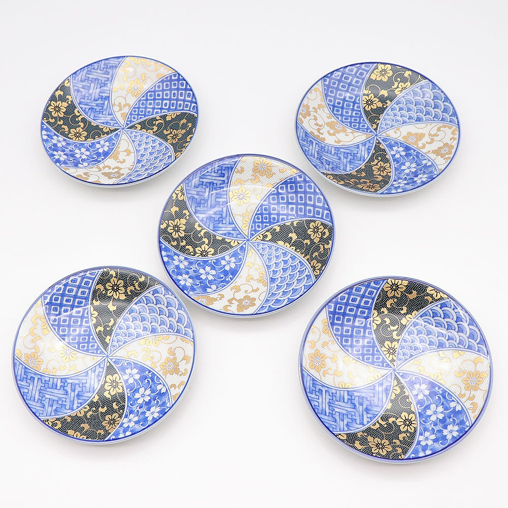 Kutani Ware Handmade Serving Plate 5set (Clematis, 6.49" x 6.49") Made in Japan 1 ส่วน