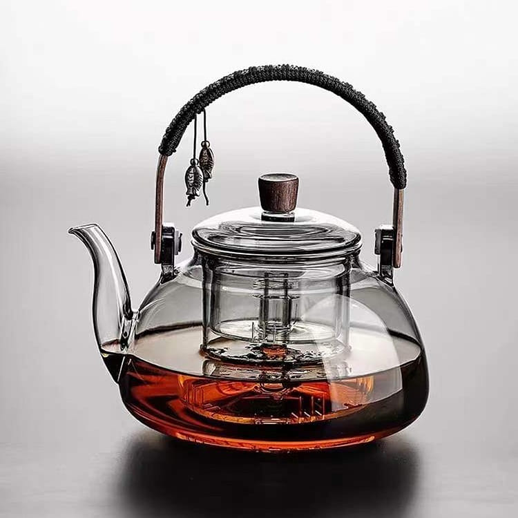 Get Japanese Style 950ml Gray Glass Teapot with Removable Infuser