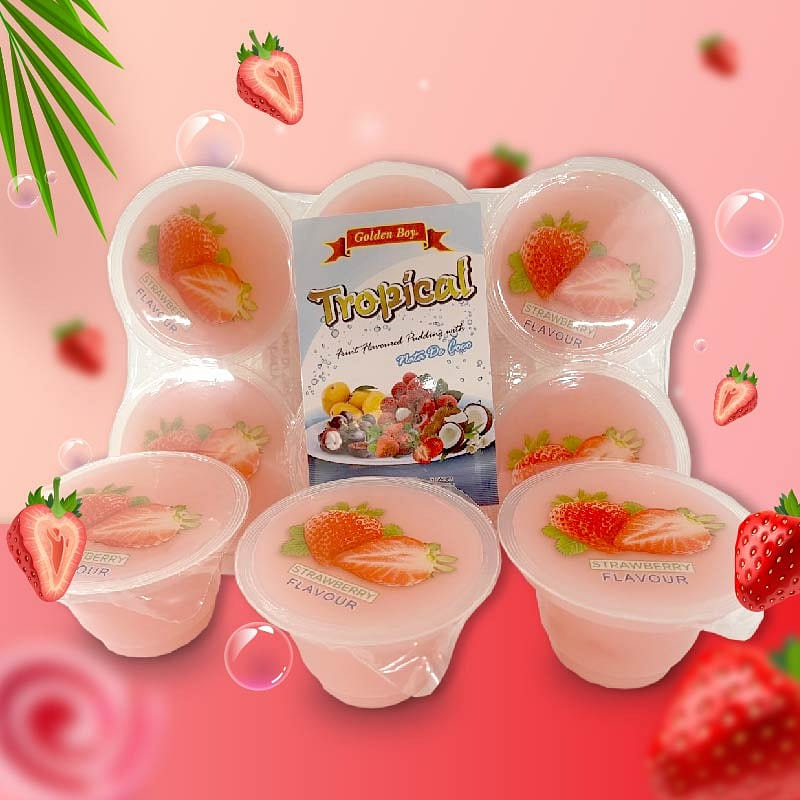 Tropical Pudding * Nata De Coco *strawberry Flavour * 6 pcs / tray 23.28 온스