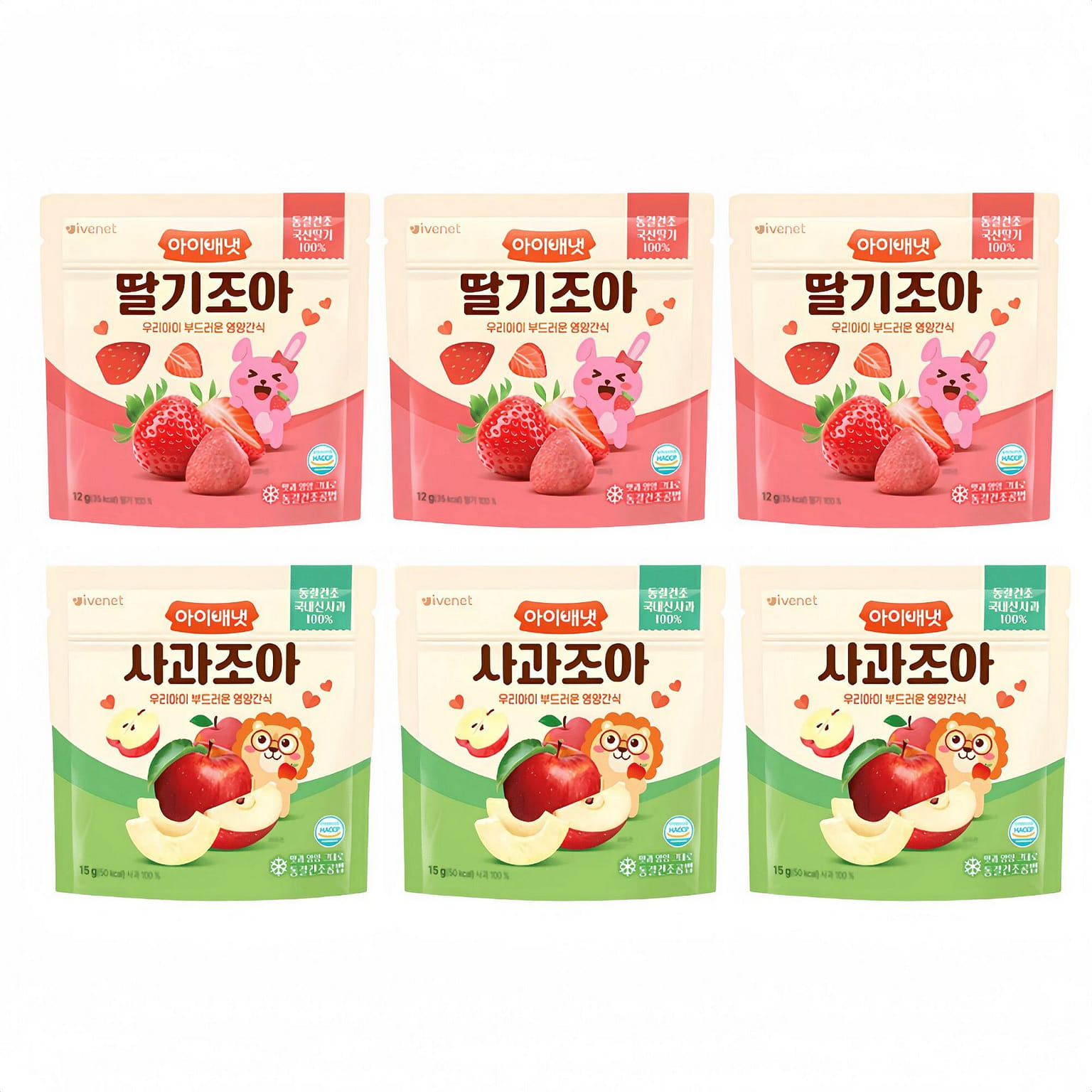 [Ivenet] Freeze-Dried Apple & Strawberry Chips 6pk 6 pack