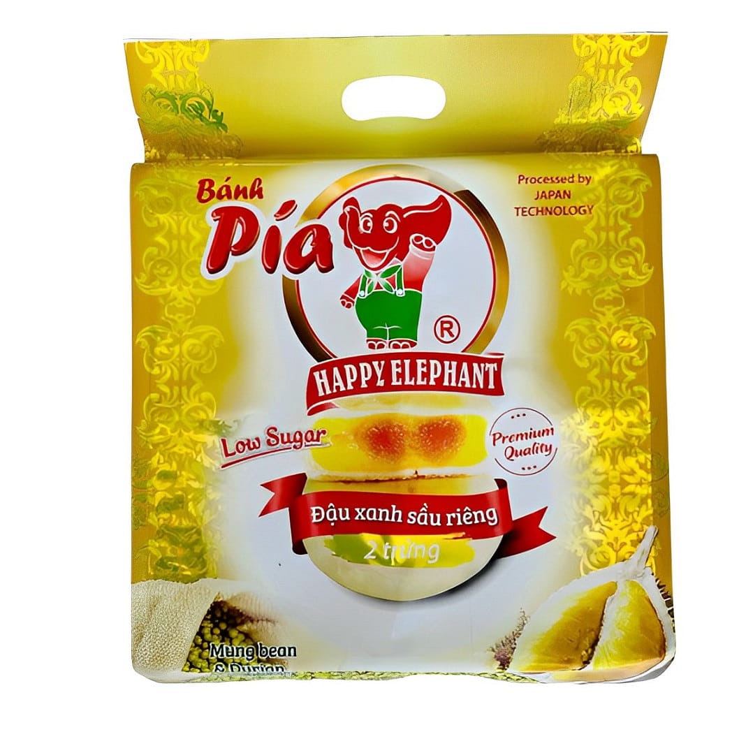 Happy Elephant Pia Cake Mung Bean Durian (2 Yolks) 600g 1 ส่วน