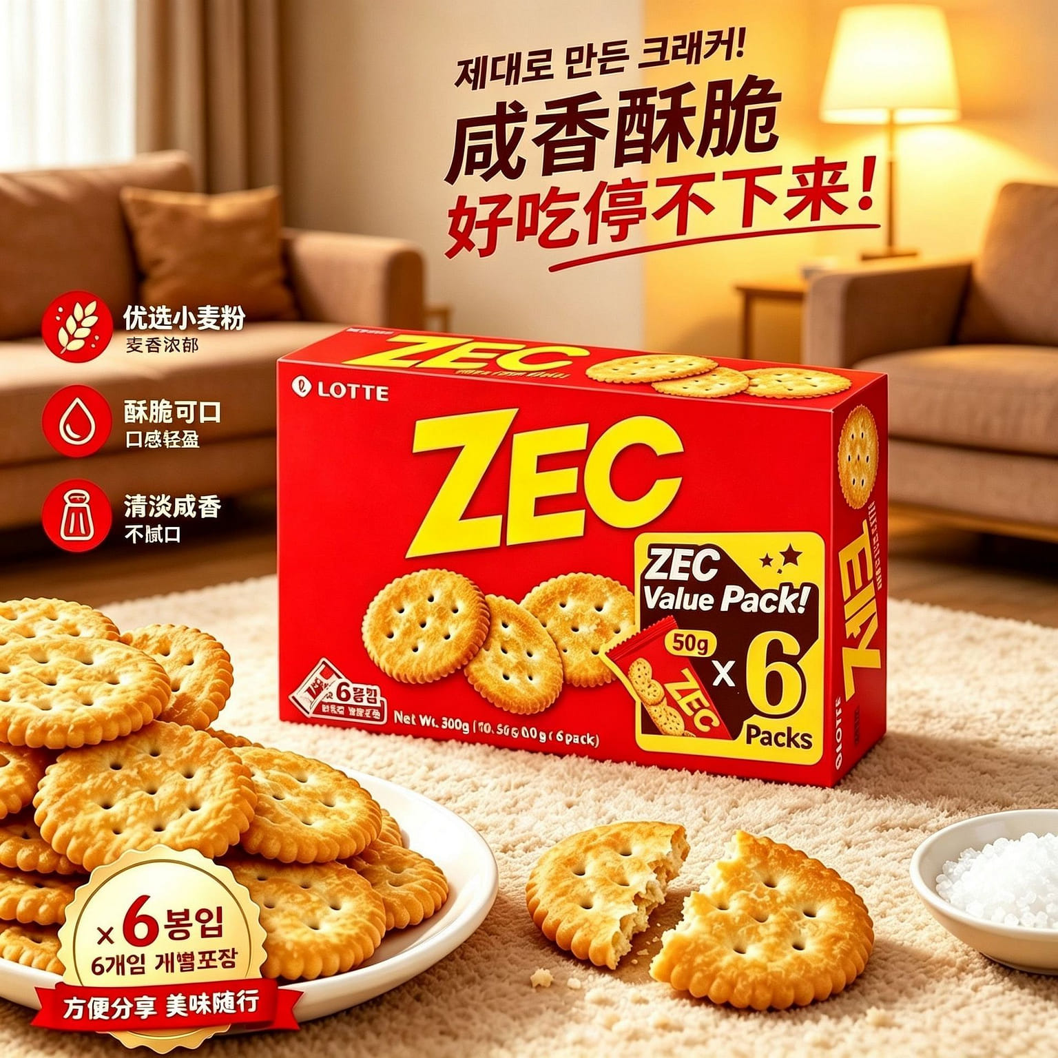 Lotte Korean Imported Jack Salty Biscuits Snacks 300 g