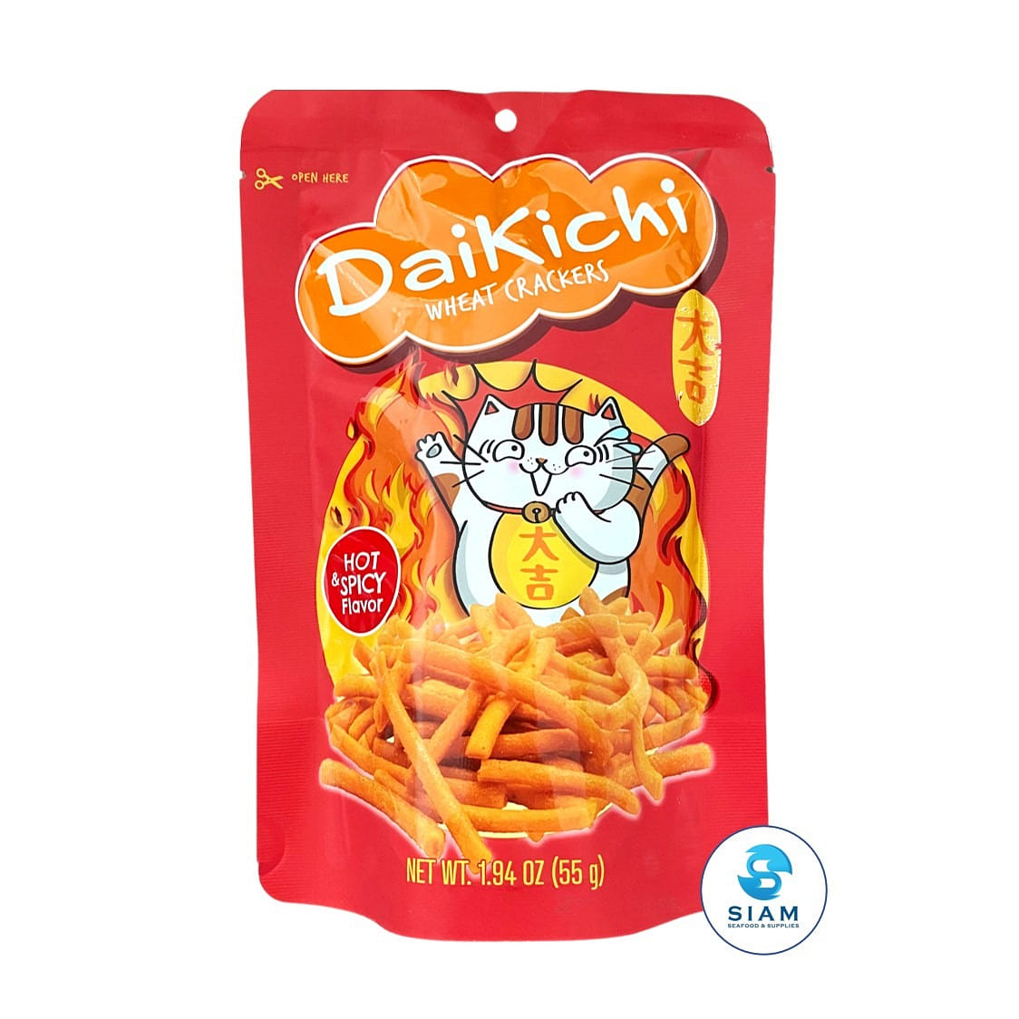 DaiKiChi Wheat Crackers, Thai Snack, Hot & Spicy 1.94 oz