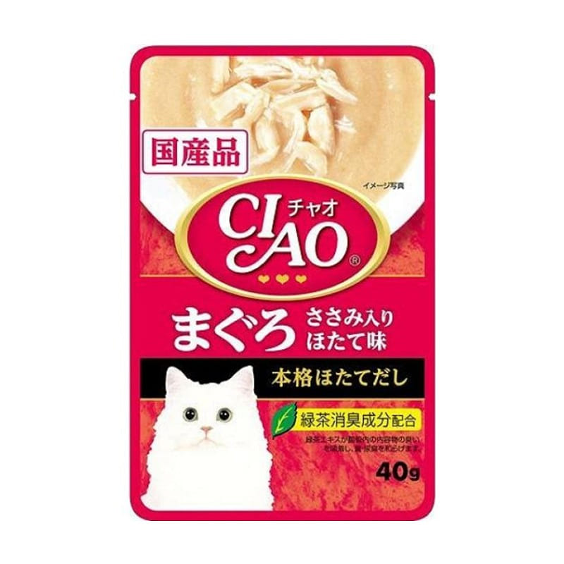 INABA伊纳宝 CIAO猫咪零食 袋装湿粮餐包 40g 金枪鱼扇贝片 1 份