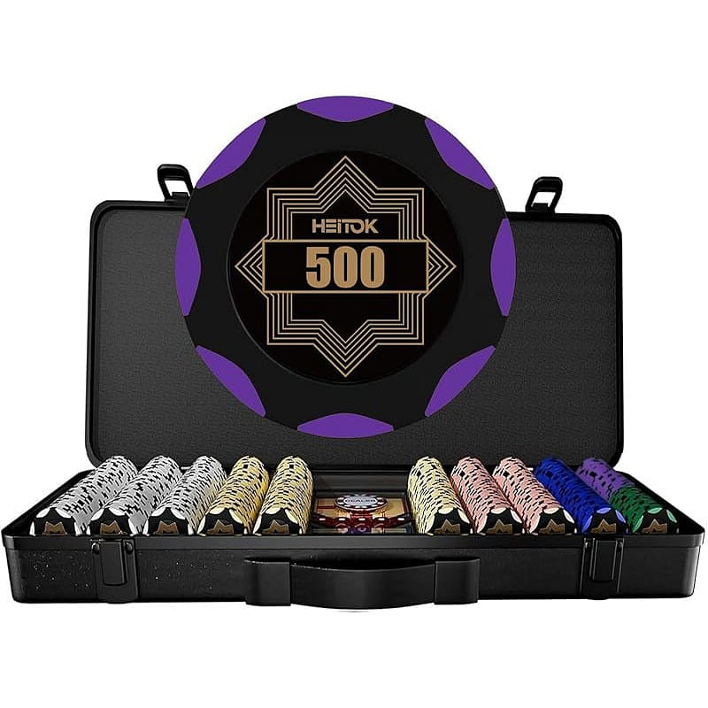 500pcs 14g Clay Poker Chips with Black ABS Box 1 อัน