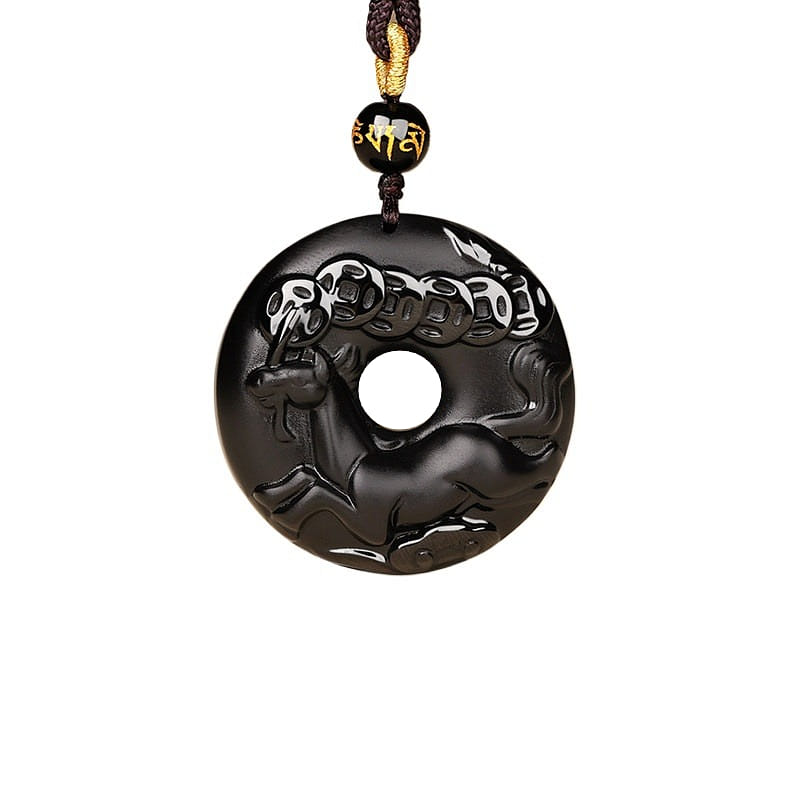 8A Grade Obsidian Pendant Horse 37.6 * 37.6mm 1 box