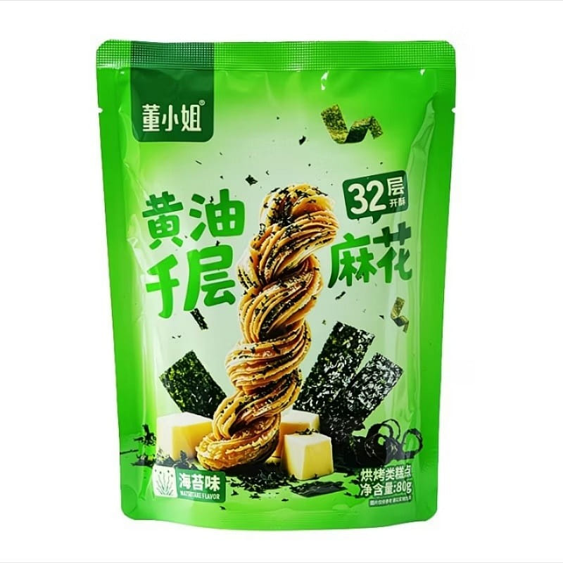 Butter flavored crispy little twists with seaweed, 80 g