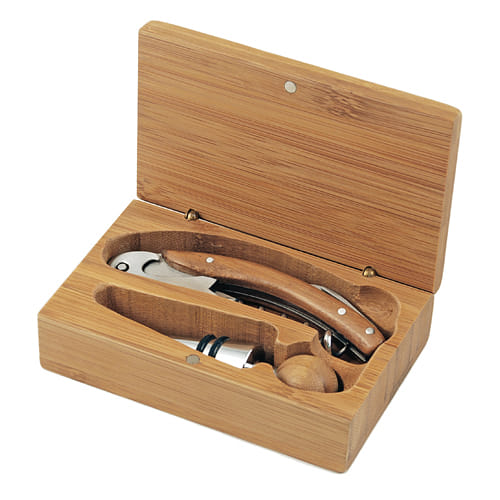 True Keepsake 2 piece Wine accessory set, Set includes Bottle Stopper and Corkscrew in Bamboo Gift box, Set of 2, Bamboo 22 cái