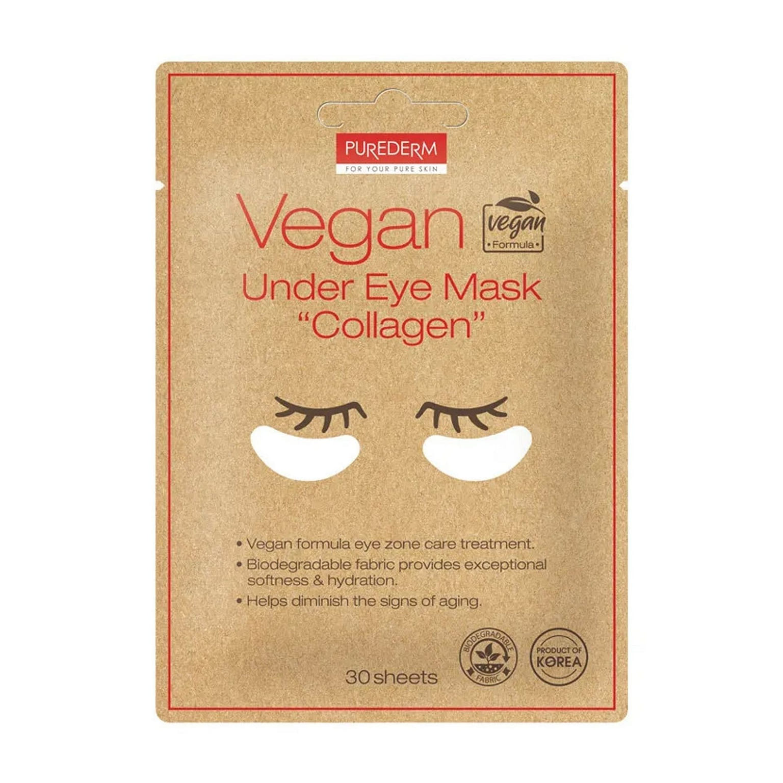 PUREDERM Vegan Under Eye Mask Collagen 30 Sheets 1 個