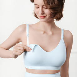 우브라스 오버플로 방지 빈틈없는 청량 모유 수유 후크 브라-퓨어 블루-L 100 그램