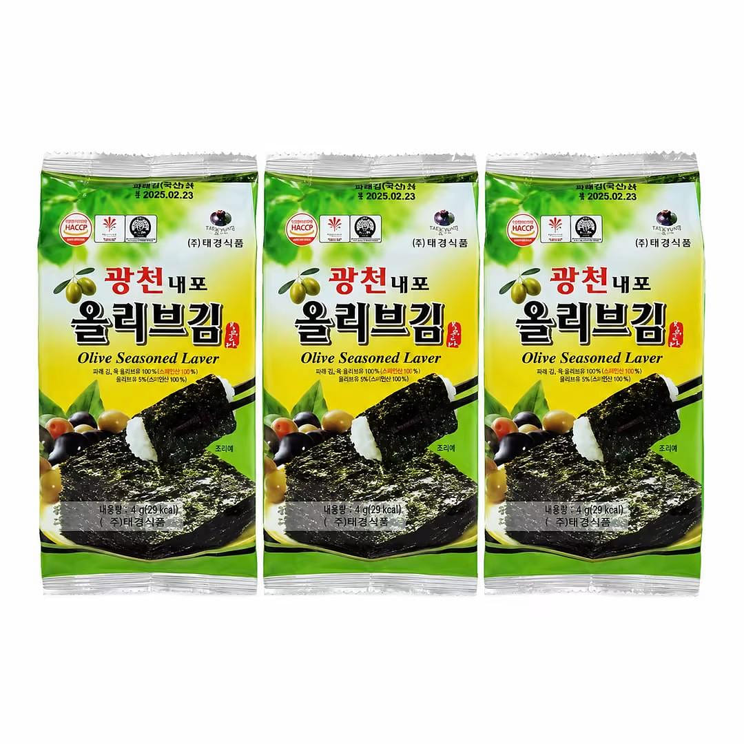 TAEKYUNGsea salt with olive oil flavor 4g*3pcs 1 each