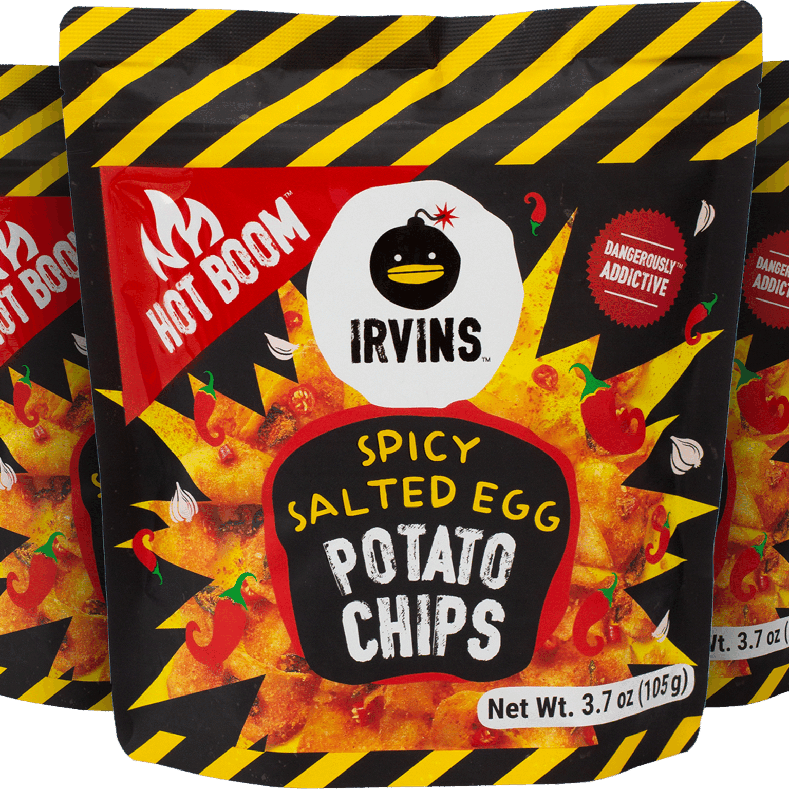 IRVINS Hot Boom Spicy Salted Egg Potato Chips95gx3 1 bunch