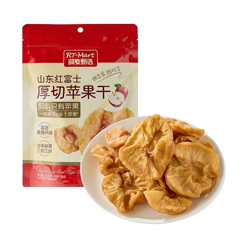 Shandong Fuji Thick-Cut Dried Apple, Soft & Chewy 200 g