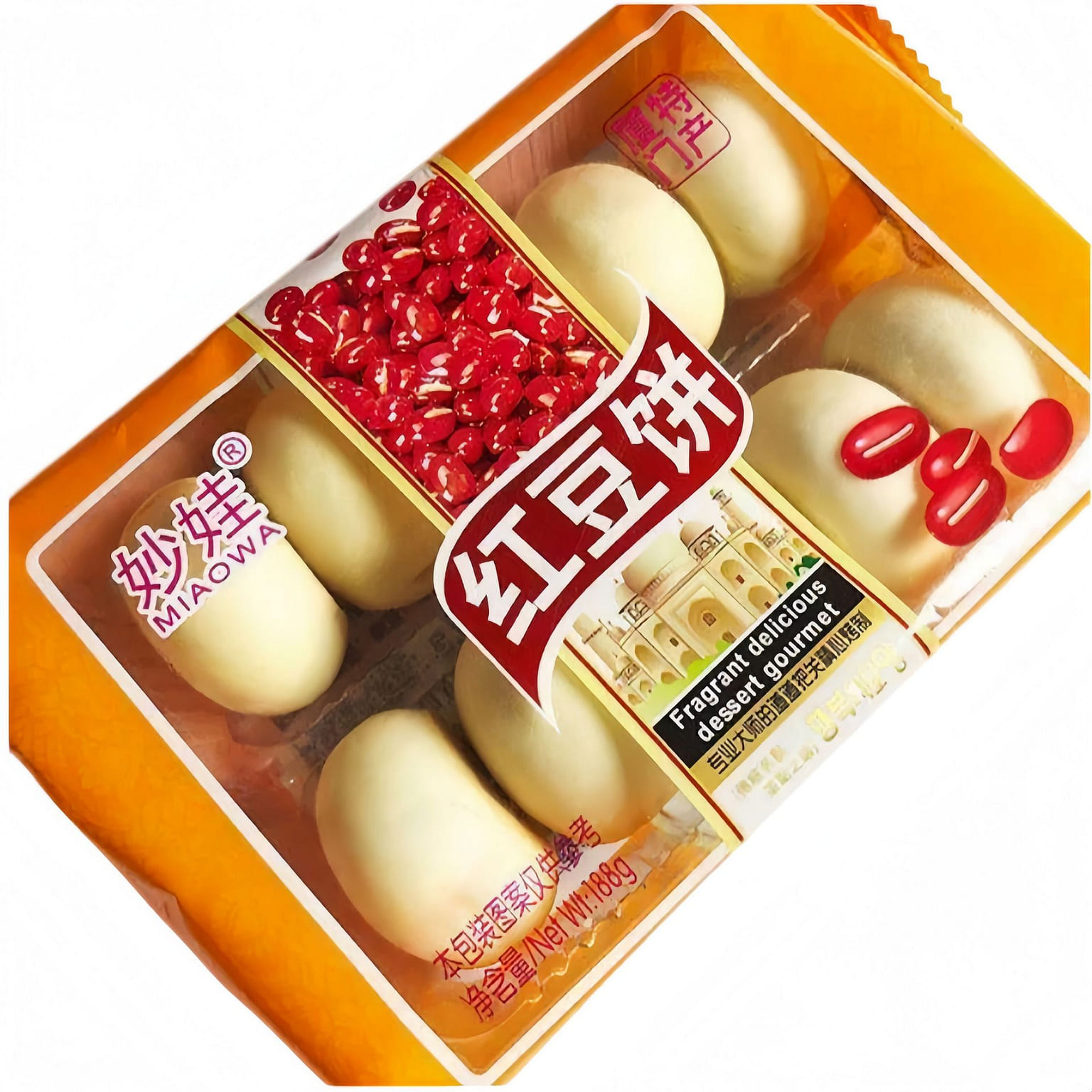 Miaowa Red Bean Cake Snack 188g, 1 pack of wholegr 188 g
