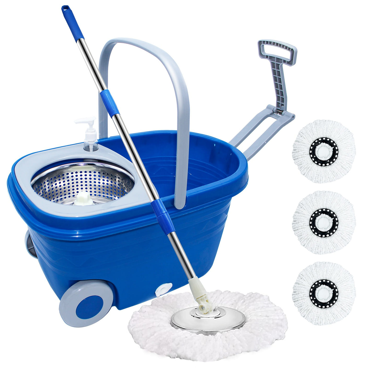 EasyWring 360 Head Easy Spin Dry Floor Mop Bucket Wheels 3x Mop Head Microfiber 1 อัน