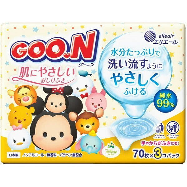 Elleair Goon Baby Wipes 70p x 3pc 1 count
