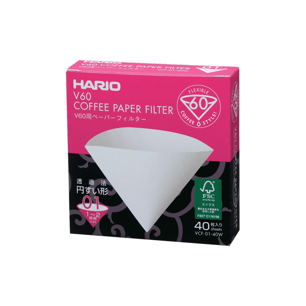 HARIO conical coffee filter paper V60 01W 40 sheets