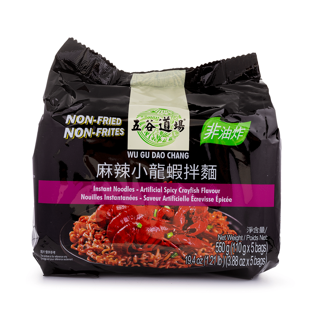 五谷道场 食尚系列 麻辣小龙虾拌面(5袋装) 550 克