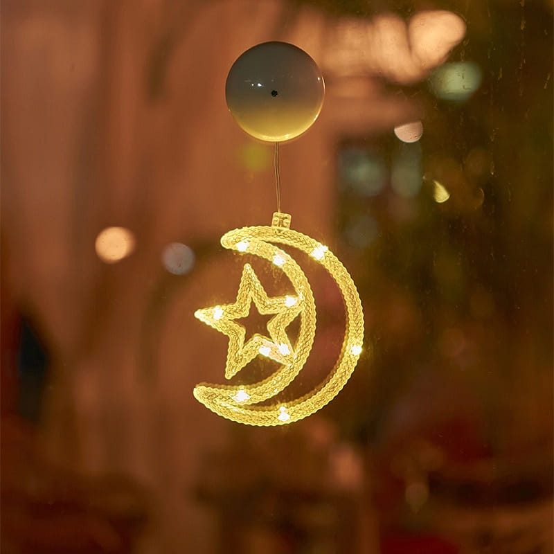 Moon&Star-Wire Suction Cup Lights, deal for Scene Decoration (Pack 2) 2 개입