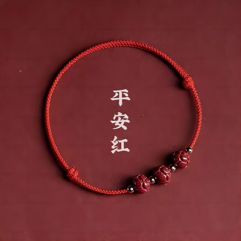 Peaceful Red Bracelet , New Year Gift , Adjustable length , 3 Beads 1 개입