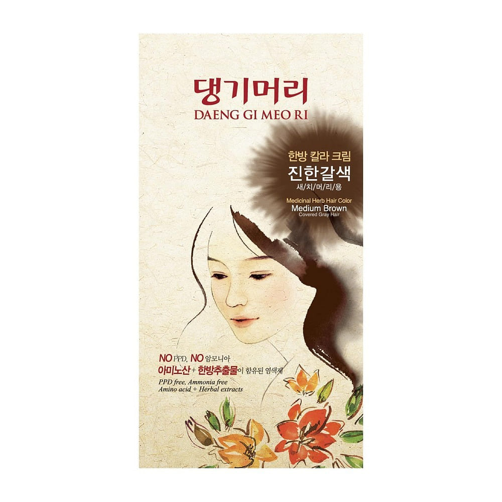 药草染发剂套装 - 中棕色 - K-Beauty 染发剂 1 盒