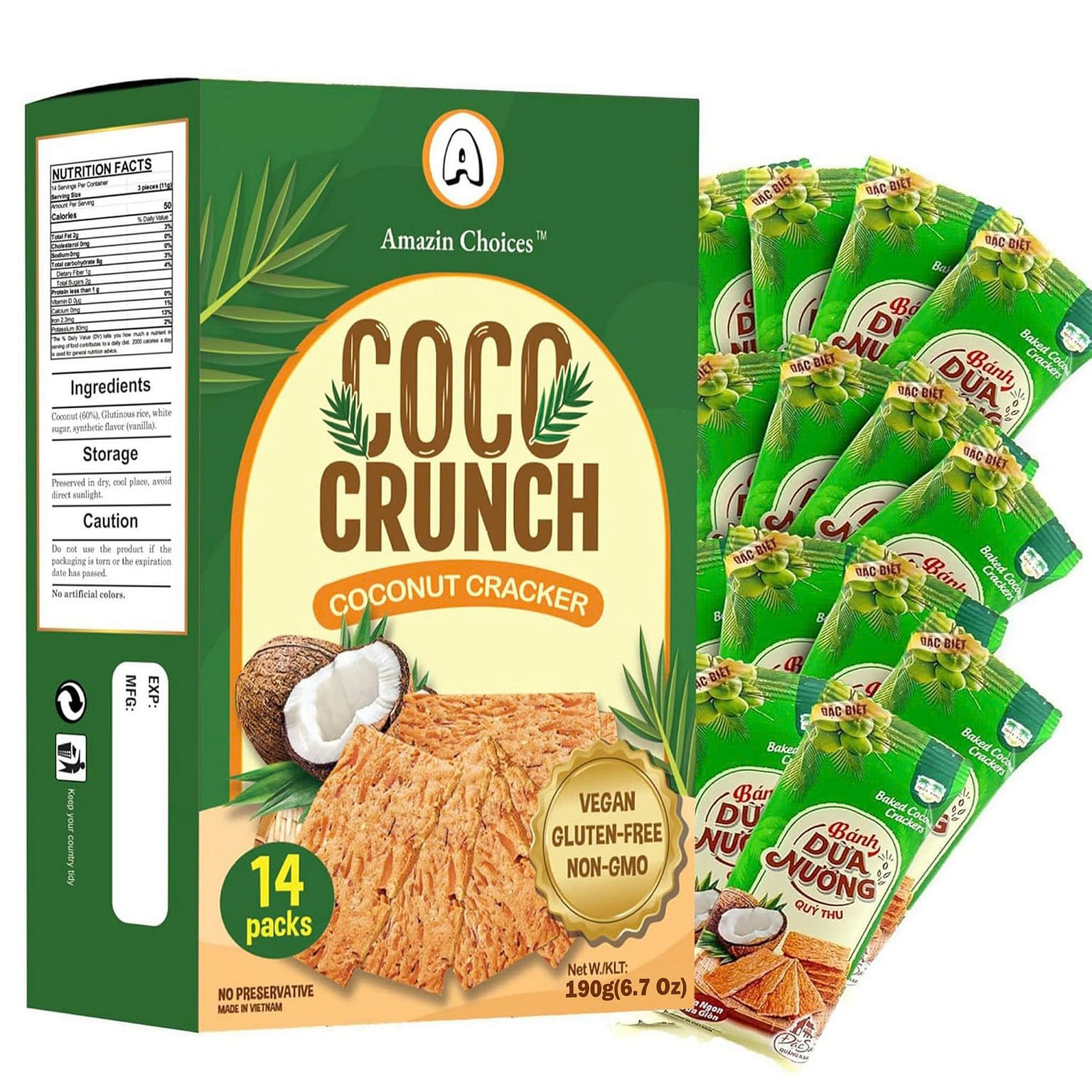 구운 코코넛 크래커 190g. 1 box*14 counts