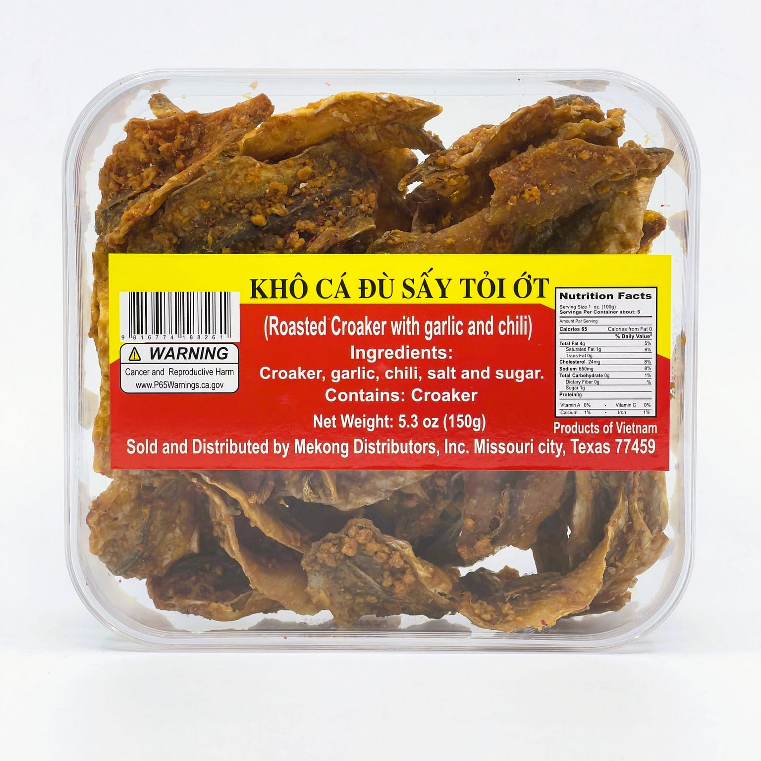 Khô Cá Đù Sấy Tỏi Ót 5.3 oz