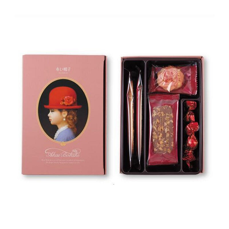 Japanese Red Hat Pink Biscuit Gift Box 12 Pieces 1 each