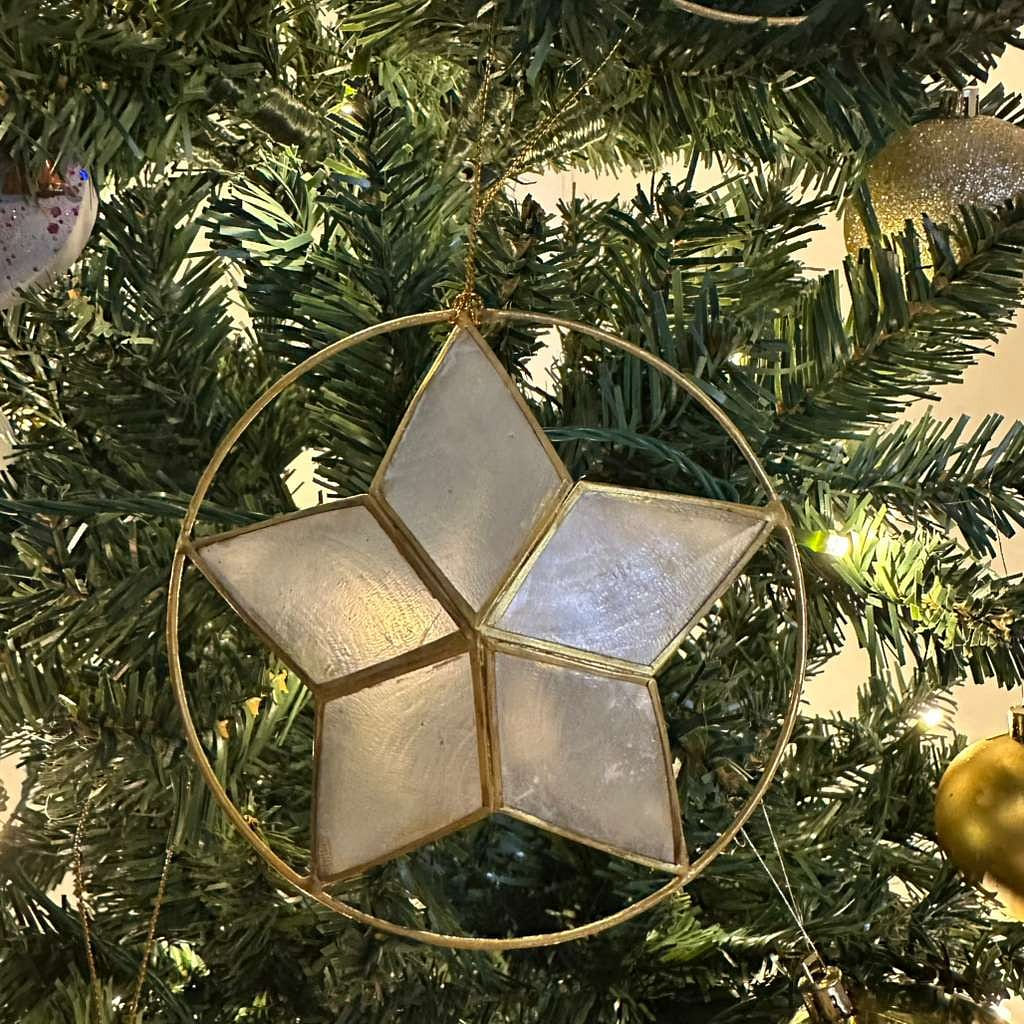 Capiz Star Ornaments 4" Dia. - All Plain White 4 count