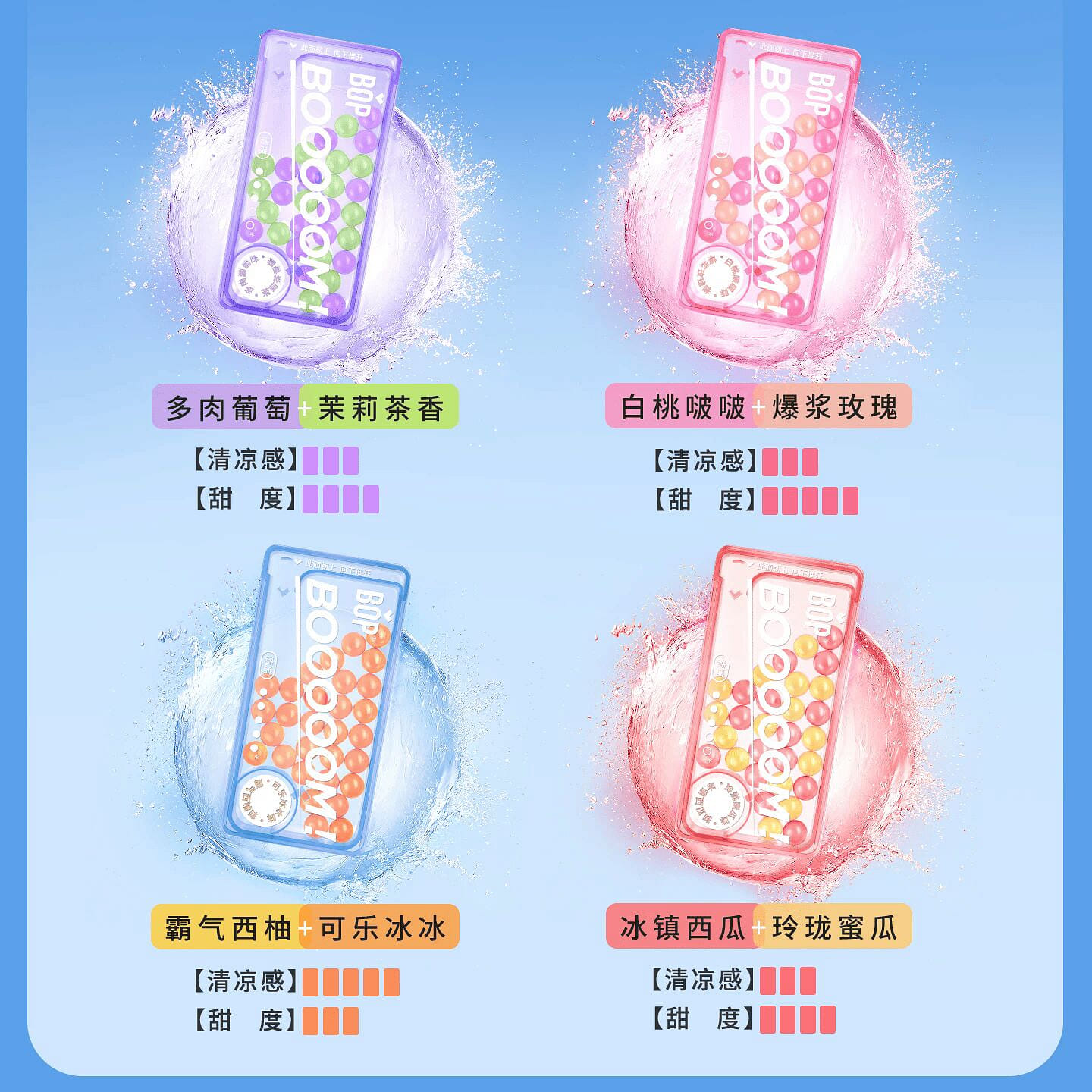 Bead gum, oral bursting beads, breath-freshening c 1 each