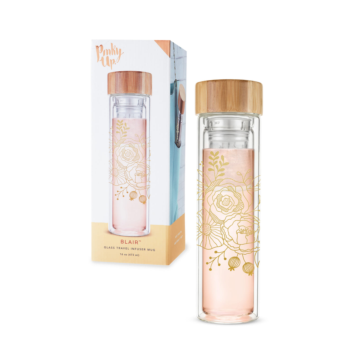 Blair™ Bouquet Glass Travel Infuser Mug by Pinky Up® 1 份