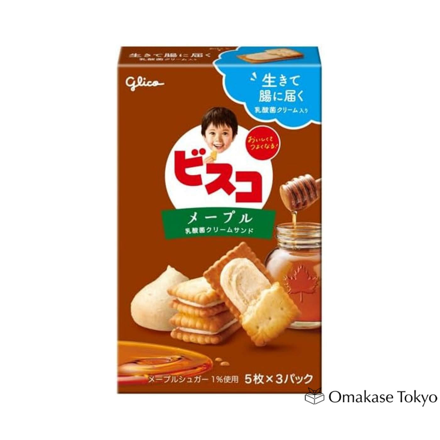 Glico Bisco Maple Cream Cookies 15 Pieces (Pack of 5) 395 กรัม