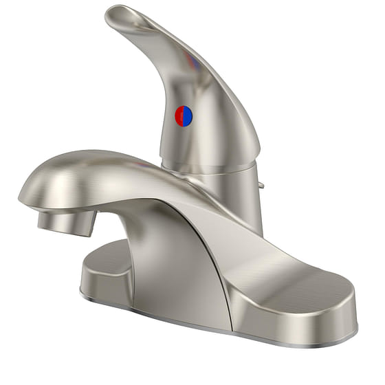 weee_grocery_4 in. Centerset 1-Handle Low-Arc Bathroom Faucet in Brushed Nickel 2.69 lb