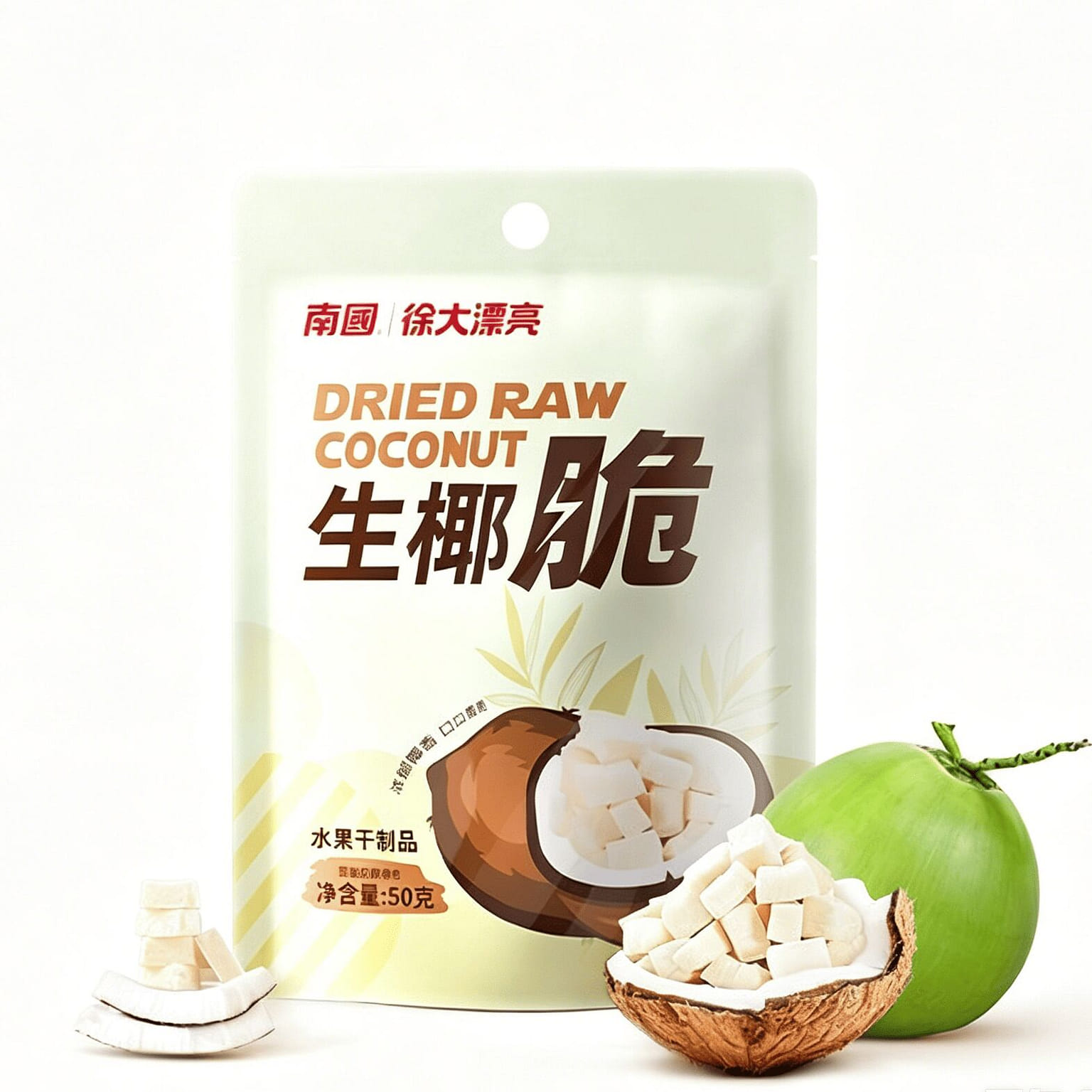 南國生椰脆海南特產香烤椰子脆片椰子塊50g 50 克