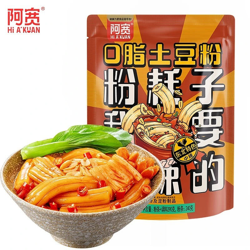 阿寬東北粉耗子甜辣味粗土豆粉空心粉乾拌 290 克