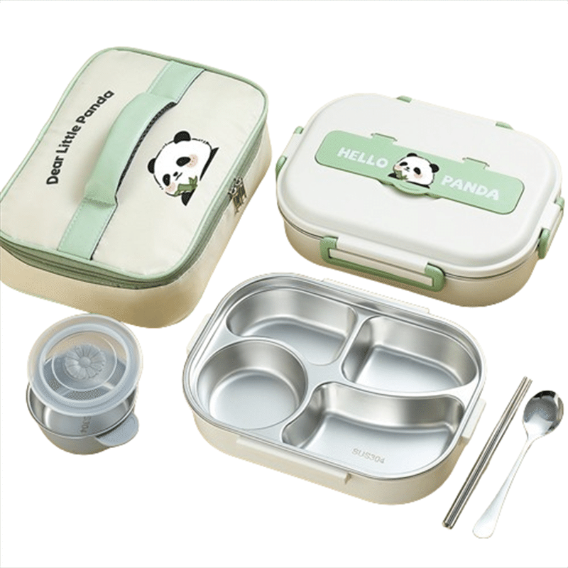 304 Stainless Steel Insulated Divided Lunch Box 5 Compartments Chopsticks Spoon 1550 밀리리터