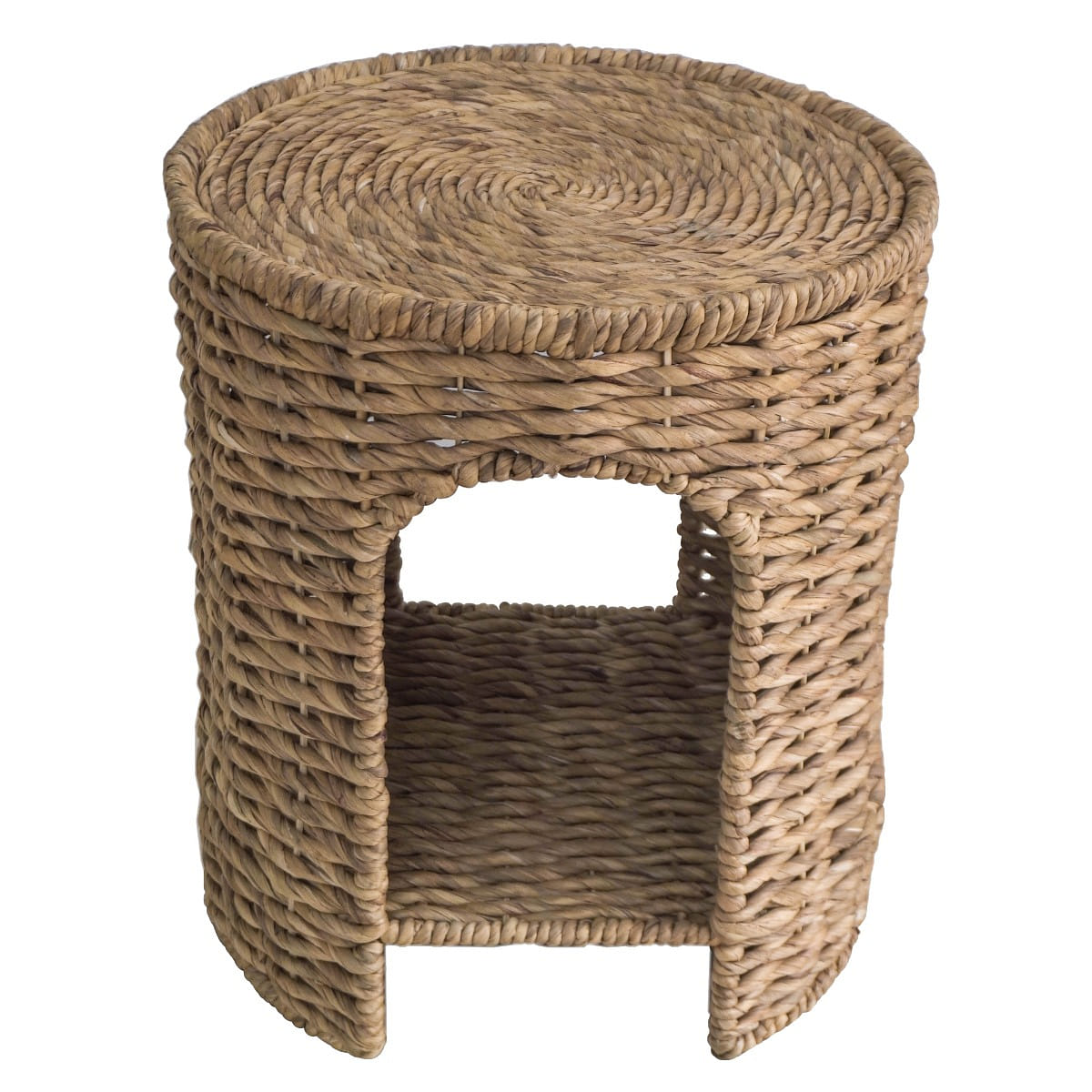 Round Woven Water Hyacinth End Table with Shelf 1 each