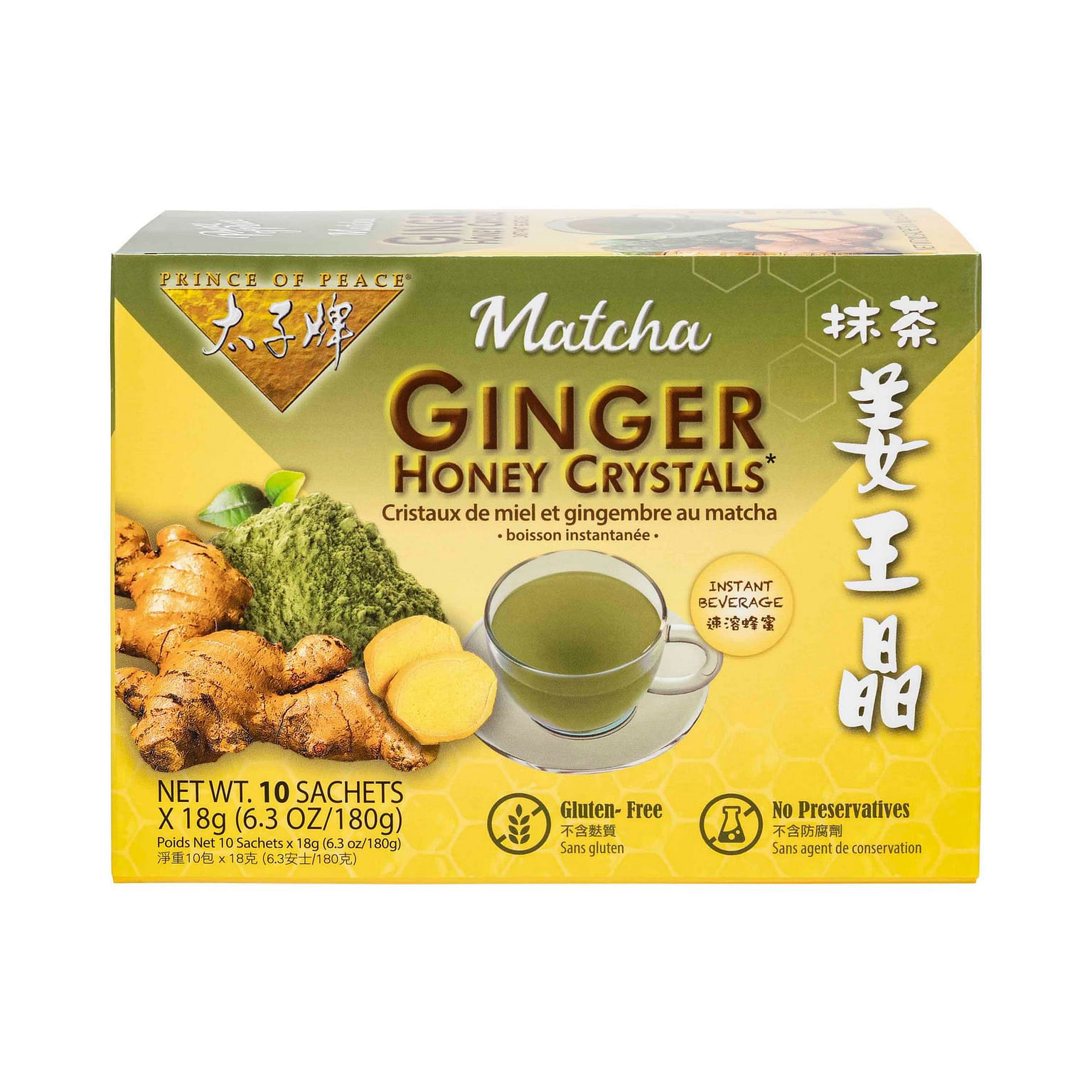 Prince of Peace Ginger Honey Crystals with Matcha, 10 sachets 1 케이스