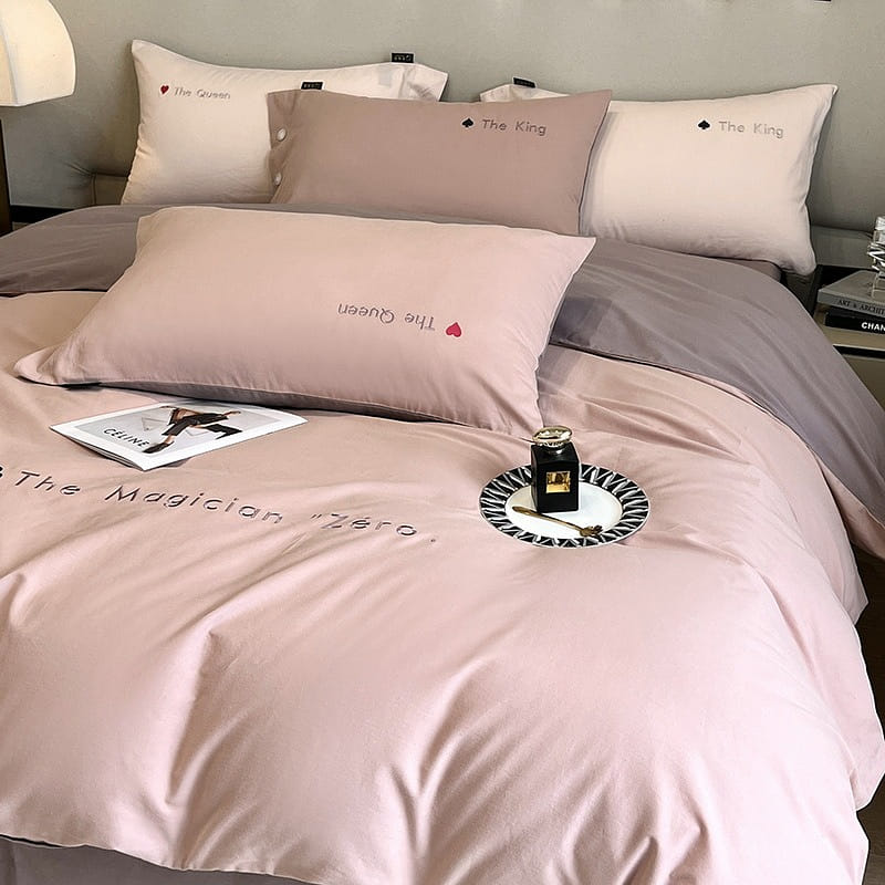 Egyptian Cotton Sheet & Quilt Cover Four-Piece Set, Purple, king Size 2500 กรัม
