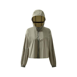 우브라스 얇고 가벼운 매미 날개 와이드 숄더 후드 자외선 차단 코트 - 감귤 그린 S 50 그램