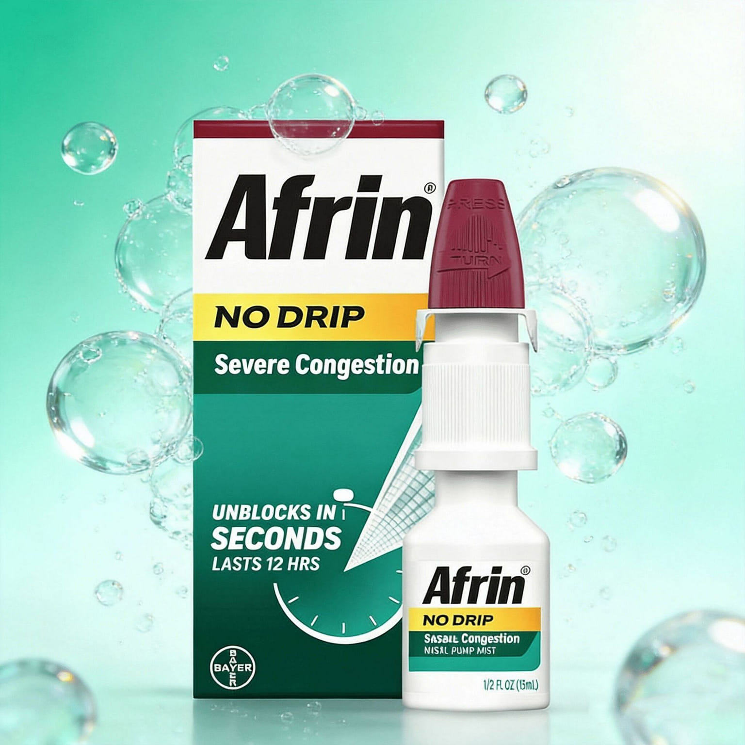 Afrin No Drip Severe Congestion Nasal Mist 15ml 1 box