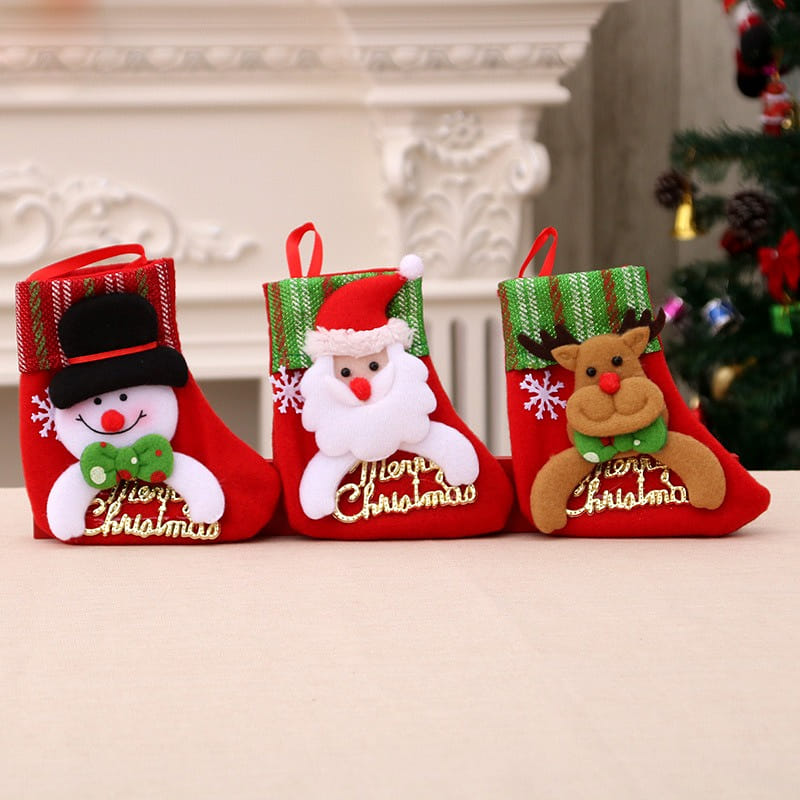 【 Christmas limit 】 Christmas socks hanging pieces gift bags small size 3 pieces 1 each
