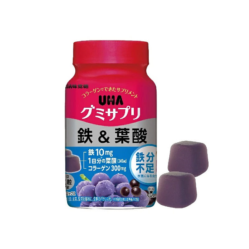 悠哈 软糖补充剂 铁和叶酸 巴西莓混合口味 60粒 1 份