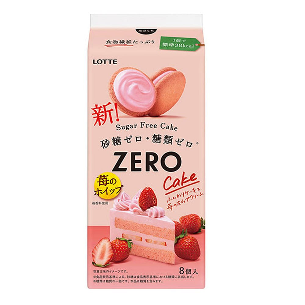 Lotte Zero Sugar Free Cake Strawberry Whipped Cream 8 Pieces 1 box