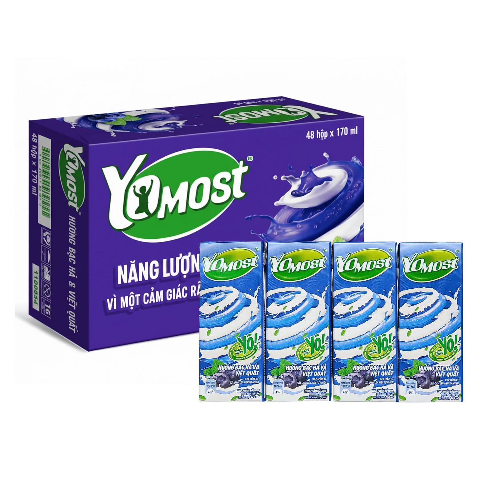 [YOMOST] Yogurt Drink Mint & Blueberry Flavor-48 x 170 ml