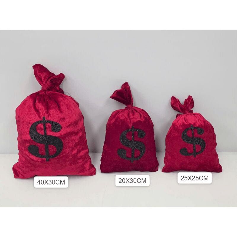 Tet & New Year Velvet Fabric Combo Money Bag Decor 3 count