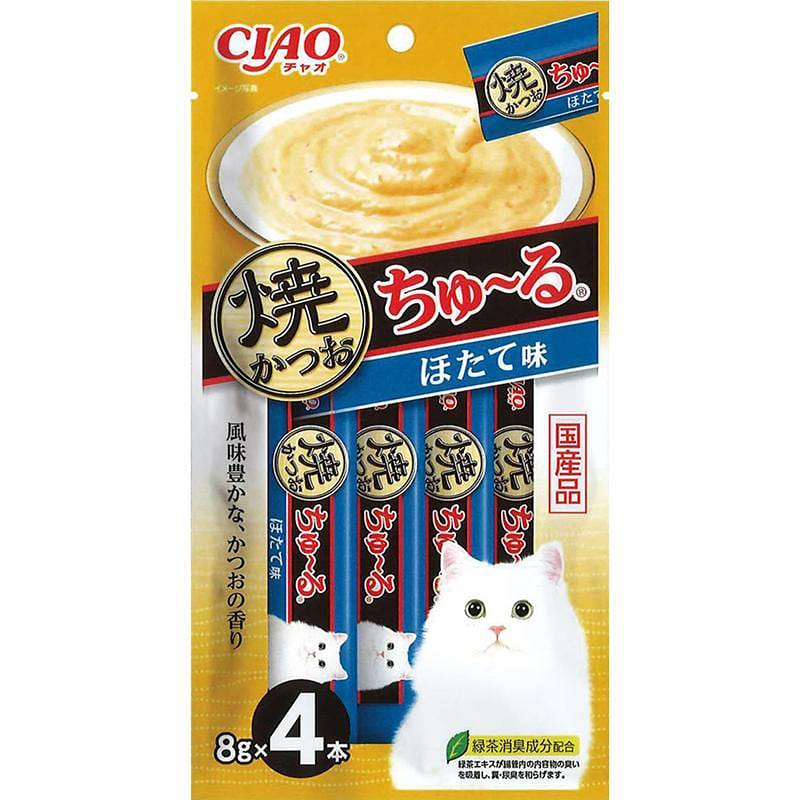 Inaba CIAO Grilled Bonito Scallop Cat Sticks 8g*4p 1 each